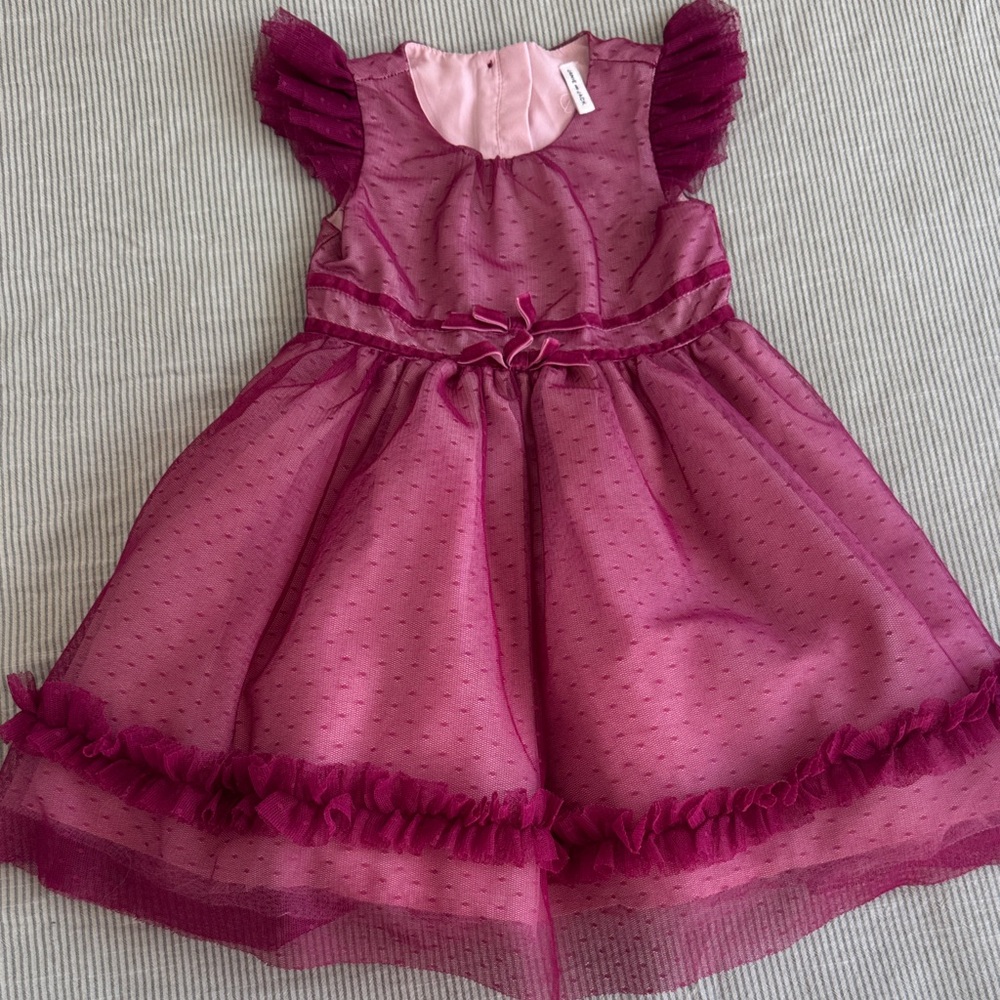Janie and Jack Pink and Fuchsia Mesh Party Dress